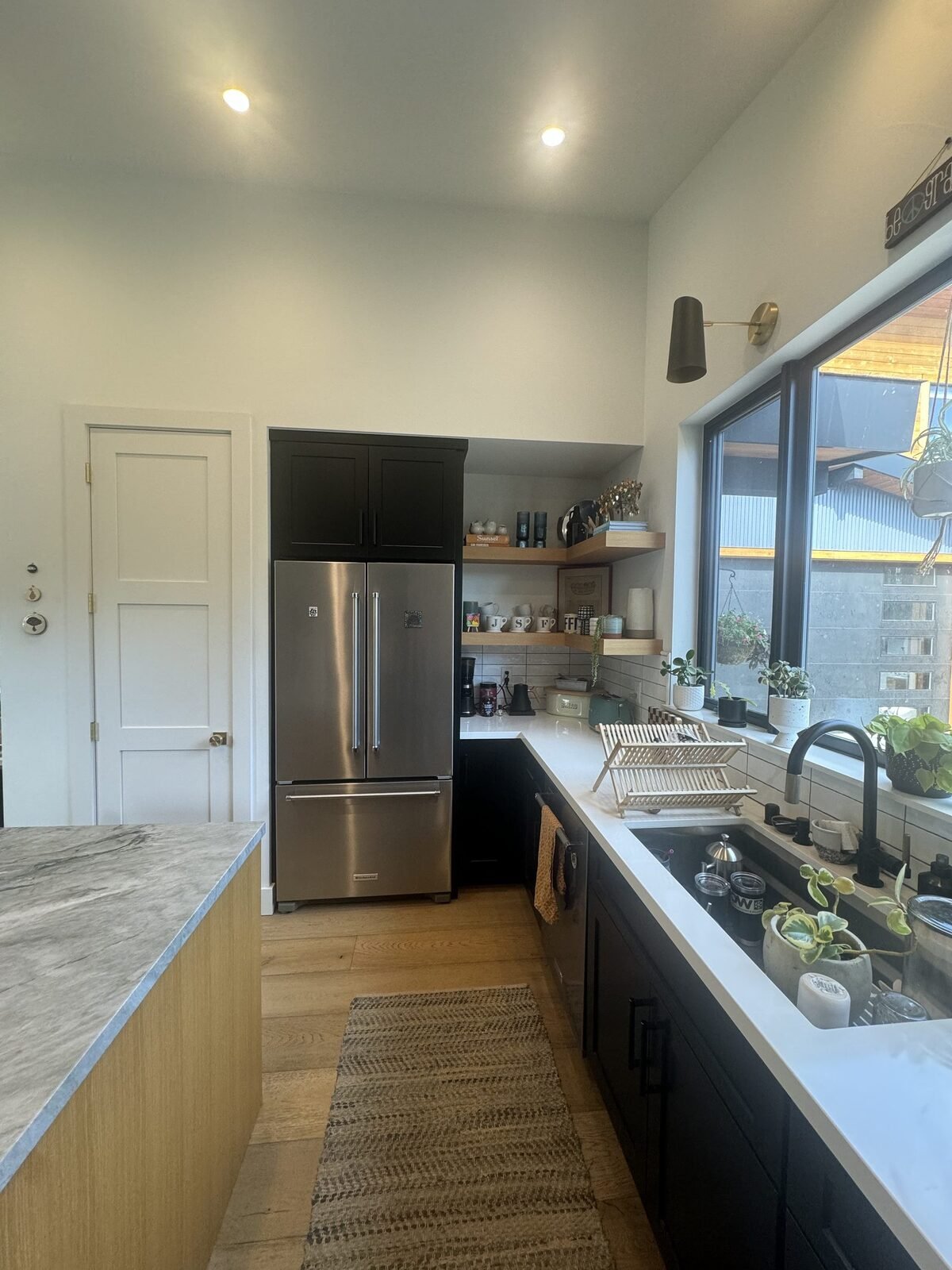 Mountain style kitchen natural wood cabinetry Truckee CA